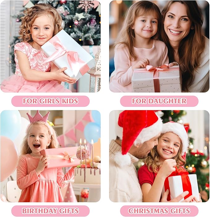 Birthday Gifts for Girls, Sling Bags for Girl Kid Travel, Birthday Gifts for 4 5 6 7 8 9 10 Year Old Girls Small Initial Pink Cross Fanny Packs Sling Bag for Daughter Gift (Pink T)