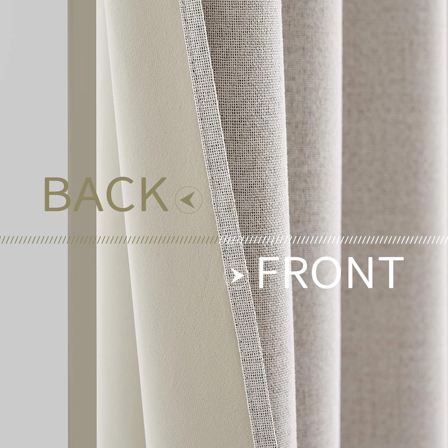 MIULEE 100% Blackout Linen Textured Curtains for Bedroom Solid Thermal Insulated Ivory Grommet Room Darkening Curtains & Drapes Luxury Decor for Living Room Nursery 62 x 90 Inch (2 Panels)