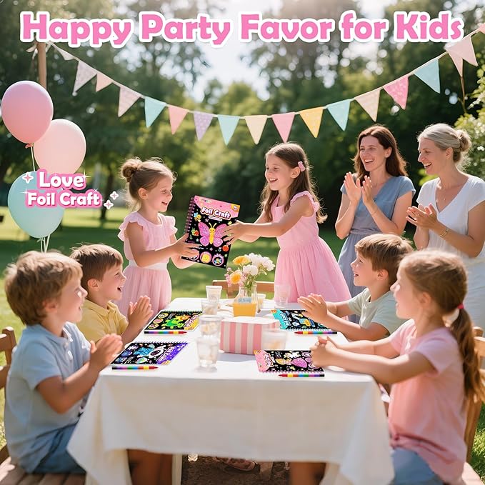 FUNNYB&G Foil Art Craft Activity for Kids - Gift for Girls Crafts Kits for Kids Fun Art Supplies DIY Creative Travel Toys, Birthday Gift Party Favor Toys for Girls Boys 4 5 6 7 8 9 Years Old(Insects)