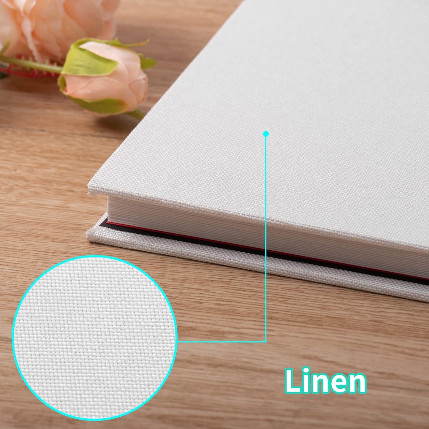 Photo Album Self Adhesive Scrapbook Album for 4×6 Pictures DIY Magnetic Linen Cover Album 30 Blank Pages Great Gift for Family, Wedding, Birthday, Christmas, Anniversary(White), 6-15-White