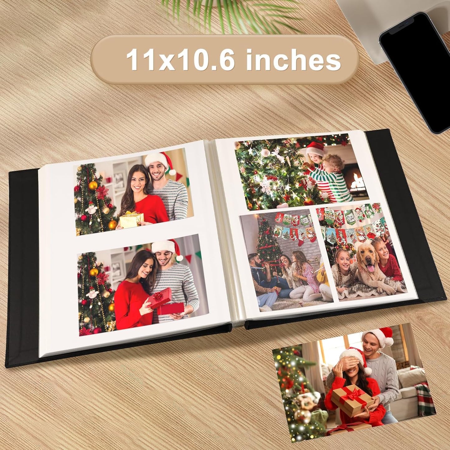 Photo Album Self Adhesive Pages Scrapbook Magnetic Photo Albums for 4x6 5x7 8x10 Pictures Sticky Pages Books for Baby Family Wedding 11x10.6 Purple 40 Pages