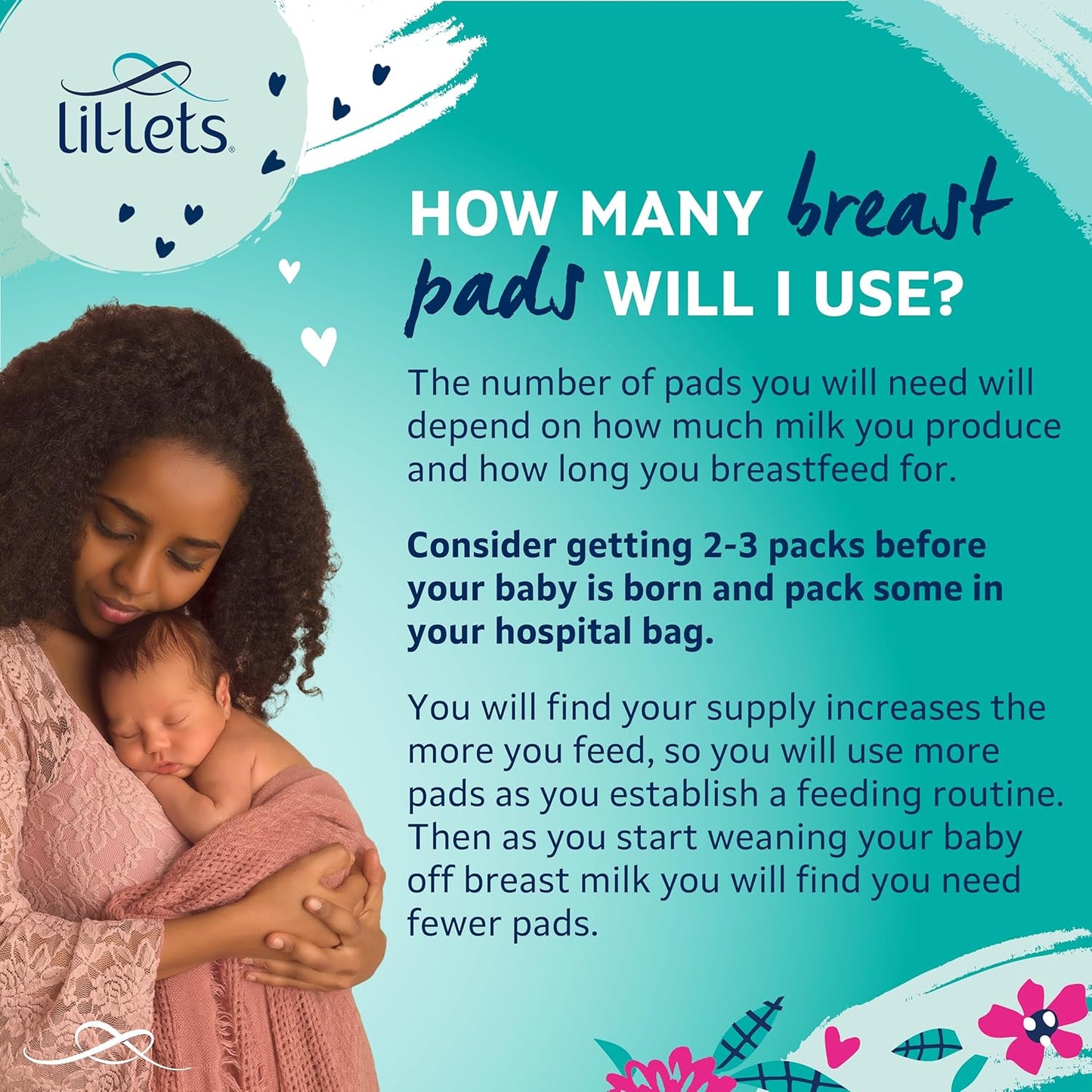 Lil-Lets Nursing Pads – 120 Individually Wrapped, Ultra-Thin, Absorbent & Fragrance-Free – Comfort & Protection for Nursing Moms Postpartum –Maximum Adhesion for Leak & Chafing Nipple Protection