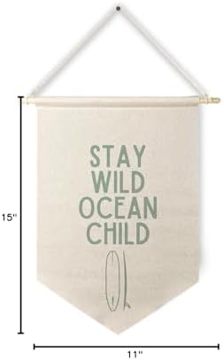 Qpenm Ocean Nursery Decor, Stay Wild Ocean Child Wall Hanging Canvas Banner - Image 7
