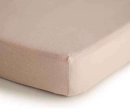 mushie Extra Soft Muslin Fitted MINI Crib Sheet | 24"x 38" - Image 2