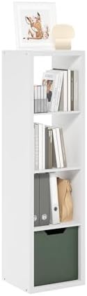 Furinno Cubicle Book Shelf, Vertical 4-Cube Bookshelf, Extra Thick Frame by Furinno-FitsYourSpaceFitsYourBudget
