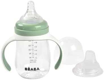 BEABA 2-in-1 Baby Bottle to Transition Sippy Cup, No Spill Sippy Cup, Includes - Image 2