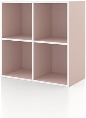 Homes: Inside + Out Apexa 4-Cube Storage Organizer Shelves, Stackable Wood by HOMESInsideOut