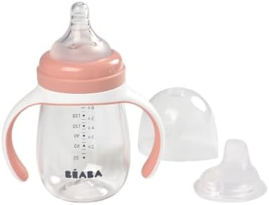 BEABA 2-in-1 Baby Bottle to Transition Sippy Cup, No Spill Sippy Cup, Includes by BEABAUSA