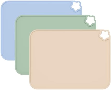 Silicone Placemat for Kid Stain-Proof Non-Slip Toddle， Reusable Portable，Heat by Login+Life