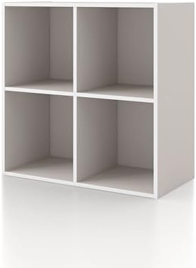 Homes: Inside + Out Apexa 4-Cube Storage Organizer Shelves, Stackable Wood by HOMESInsideOut