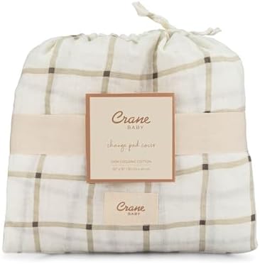 Crane Baby 100% Organic Cotton Change Pad Cover, Neutral Check Pattern - Image 7