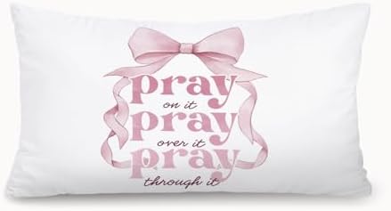 Girly Room Decor 12x20 Pillow Cover, Pray on Over Through It Bible Verse by Unknown