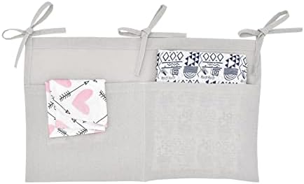 Linen Baby Bedside Hanging Storage Bag, 2 Pockets Organizer - Image 2