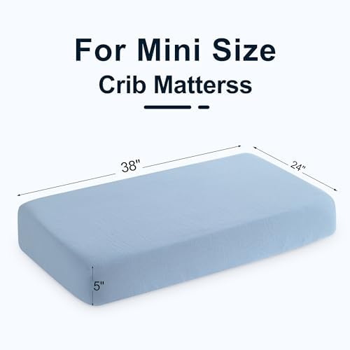 NTBAY Mini Crib Muslin Fitted Sheets, 2 Pack, 24 x 38, Sky Blue - Image 6