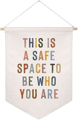 This is a Safe Space Banner, Inspirational Classroom Wall Hanging, Linen by ZEARPT