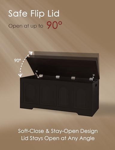 DINZI LVJ Storage Chest, Wooden Toy Box, Espresso 50.0" L - Image 6