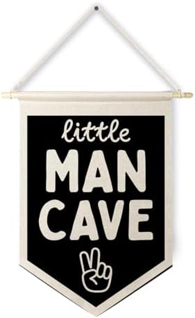 Qpenm Little Man Cave Wall Hanging Canvas Banner, Boys Room Decor, Modern Black by ColorfulLifeStartingwithYourCuteTowel