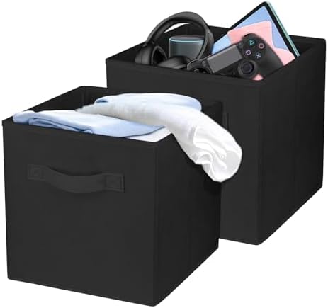 2 Pcs Storage Cubes, 10.5 Inch Collapsible Storage Bins, Fabric Foldable Bins by Zuihug