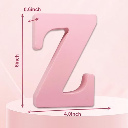 AOCEAN 6 Inch Pink Wood Letters Unfinished Wooden Letters - Image 2