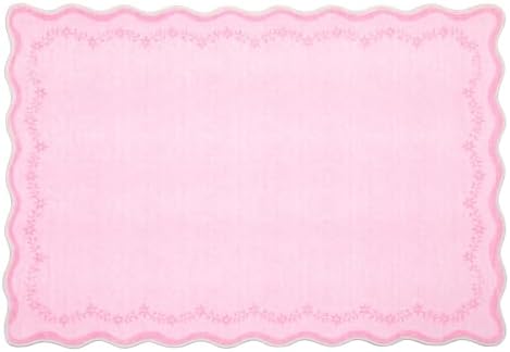 GarveeHome Scalloped Entryway Rug 2x3 Pink Washable Front Door Entry Rug - Image 3