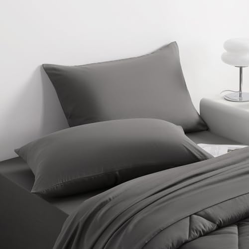 NTBAY Twin Microfiber Bed in a Bag, Comforter Set 5 Piece, Dark Grey - Image 5