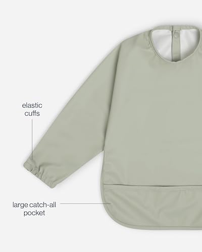Lalo Long Sleeve Baby Bib, Waterproof, Elastic Cuffs, Large Catch-All Pocket - Image 5