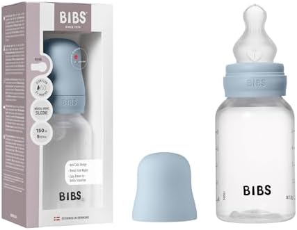 BIBS Plastic Baby Bottle, 150 ml, Silicone Nipple, Baby Blue by BIBS