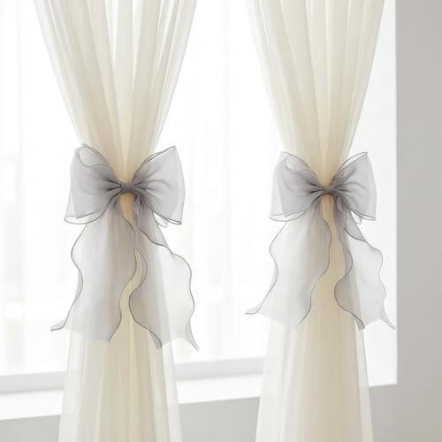 2 Pack French Lace Bow Curtain Tiebacks by GAJILON