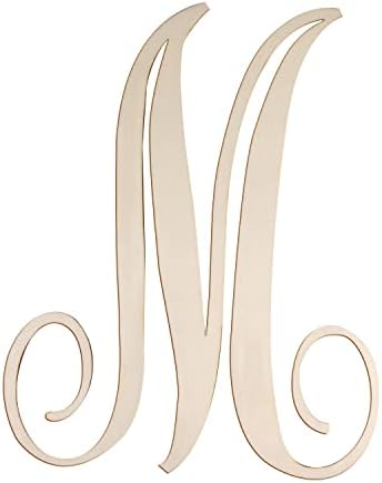 Cursive Wooden Letters M for Wall Decor Large Wood Monogram Letters 14 Inch by Focal20Craft