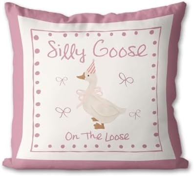 Pink Silly Goose Pillow Cover Toddler Girl Bedroom Decor by Unknown