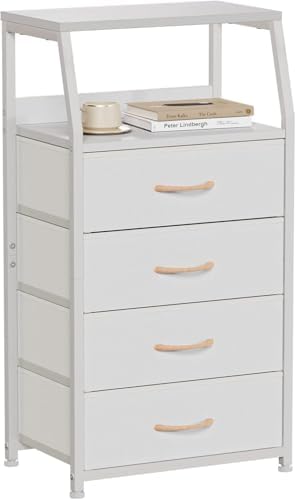 Furnulem Tall Nightstand with 4 Fabric Drawers, Small Dresser - Image 4