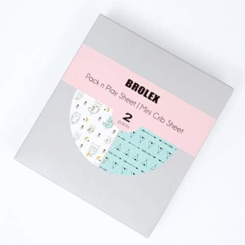 Pack n Play Sheets, BROLEX 2 Pack Mini Crib Sheets, Stretchy Portable Fitted - Image 2