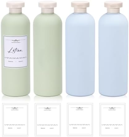 13.5 oz Plastic Travel Shampoo Bottles, Refillable Flip Cap Squeeze Bottles by UMETASS