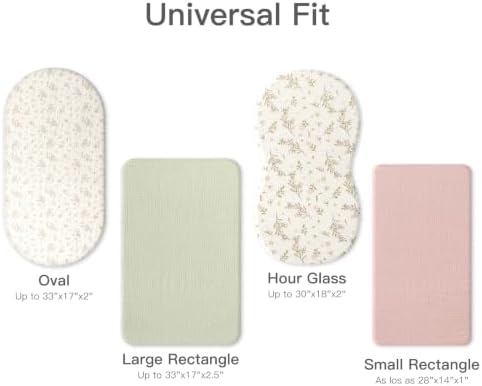 Organic Baby Bassinet Sheets Soft 2 Pack 33”x17” Fitted Mattress Pad Cover - Image 7