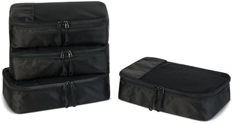 Amazon Essentials 4-Piece Space-Saving Packing Cubes Travel Accessories Set by AmazonEssentials