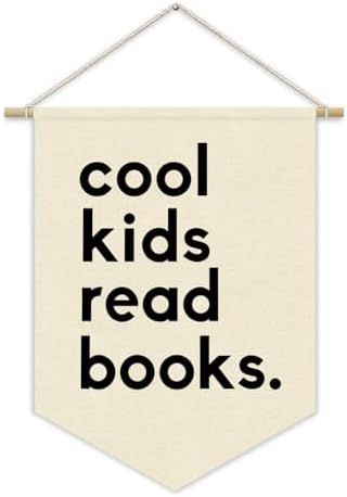 Reading Corner Decor for Classroom Nursery, Cool Kids Read Books Canvas Banner by Unknown