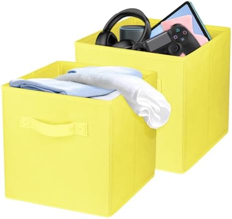 2 Pcs Storage Cubes, 10.5 Inch Collapsible Storage Bins, Fabric Foldable Bins by Zuihug