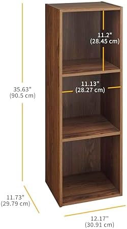 Whitmor 3 Cube Bookcase Storage Organizer, 3 Tier Stackable MDF Bookshelf - Image 2