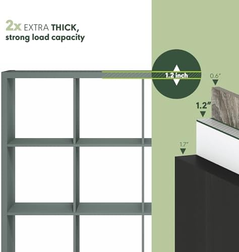Furinno Cubicle 16-Cube Book Shelf, Extra Thick Frame Bookshelf, Sage Green - Image 5