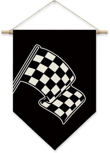 Race Car Room Decor, Buffalo Plaid Racing Flag Wall Hanging Banner by SHIEL-EVEN
