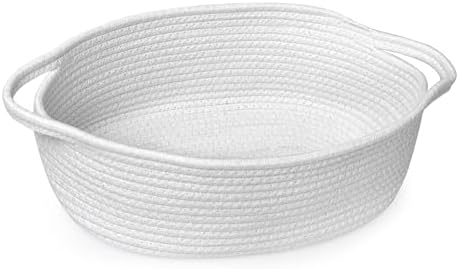 MEGASKET White Small Woven Basket, 13” x 9” x 5” Baskets by MEGASKET
