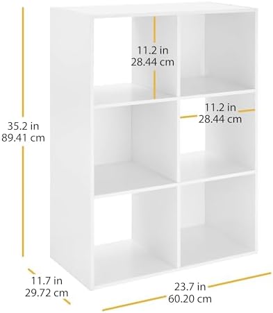 Whitmor 6 Cube Bookcase, 3 Tier Stackable MDF Bookself, Open Storage Display - Image 3