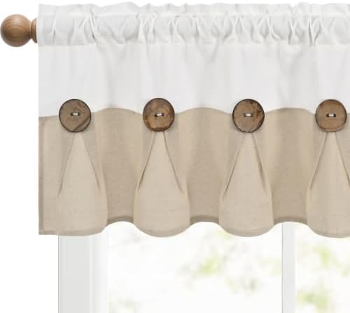 FRAMICS Farmhouse Valance Curtains, Boho Cotton Linen Kitchen Valance, Rustic - Image 5