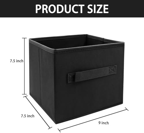 EBIGIC Black Storage Bins 9.0"x7.5"x7.5" Small Size Fabirc Foldable Closet Toy - Image 2