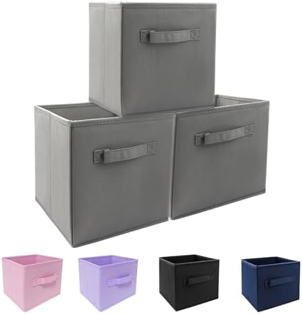 EBIGIC Mini Size 3-Pack Cube Storage Bins 9.0"x7.5"x7.5" Fabirc Foldable Closet by EBIGIC