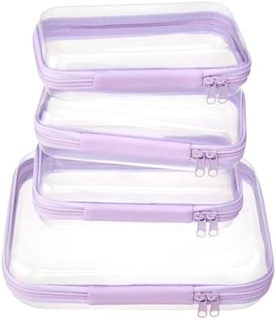 4 pcs Clear Zipper Pouches, Hard Shell Zipper Case, Toiletry Bag by WELPIRT