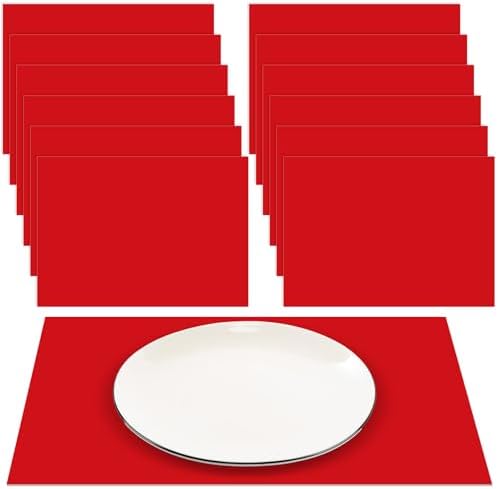 Fullhawl 60 Pcs Red Paper Placemats, Disposable Rectangular Table Setting Mats by Fullhawl
