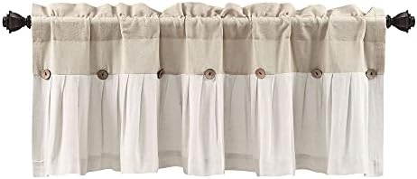 Lush Decor Linen Button Farmhouse Valance Curtians 84"W x 18"L Linen - Image 7