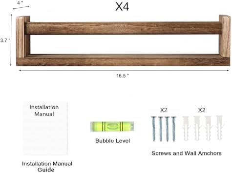 Nursery Room Shelves Set of 4, Wood Floating Book Shelves - Image 3