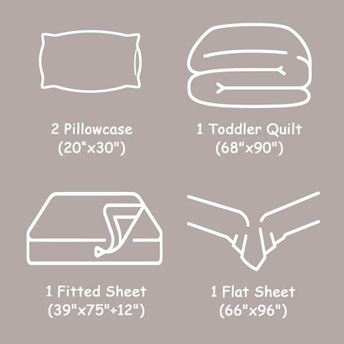 FLXXIE 5-Piece Microfiber Toddler Bedding Set, Somke Grey - Image 7